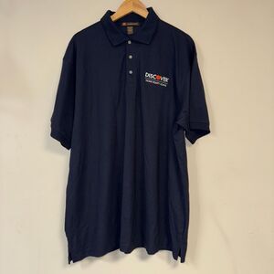 NWT Discover Polo Golf Shirt Men 3XL Navy Blue Corporate Finance Casual Logo Top